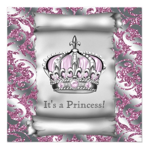 Regal Royal Pink Princess Baby Shower Invites