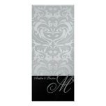 Regal Silver Monogram Damask Wedding Menu Personalized Announcements