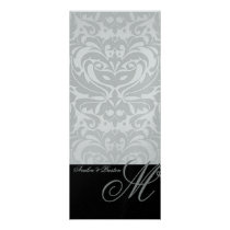 Regal Silver Monogram Damask Wedding Menu Personalized Announcements