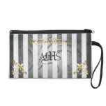 Regal Silver Monogram Gold Filigree Wristlet Bag