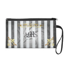 Regal Silver Monogram Gold Filigree Wristlet Bag