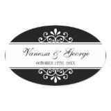 Regal swirl black oval out of town gift bag favor stickers