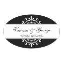 Regal swirl black oval out of town gift bag favor sticker