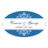 Regal swirl navy oval out of town gift bag favor stickers