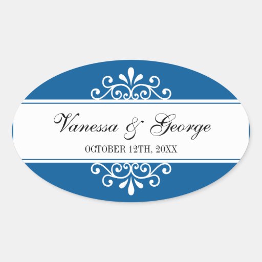 Regal swirl navy oval out of town gift bag favor stickers