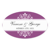 Regal swirl purple oval out of town gift bag favor oval stickers