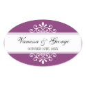 Regal swirl purple oval out of town gift bag favor sticker