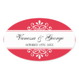 Regal swirl red oval out of town gift bag favor stickers