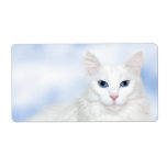 Regal white cat personalized shipping label