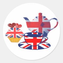 Regalos ingleses del Té-tiempo Pegatina