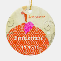 Regalos naranja y rosa de Birdesmaid Adorno De Navidad