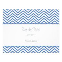 Regatta Blue Chevron Save the Date Annoucement Custom Announcements