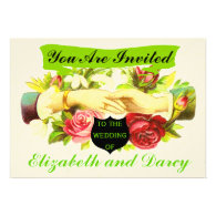 Regency Romance Leaf Green Wedding Invitation