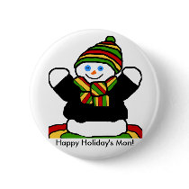 Reggae snowman button by marcya7 Reggae snowman button