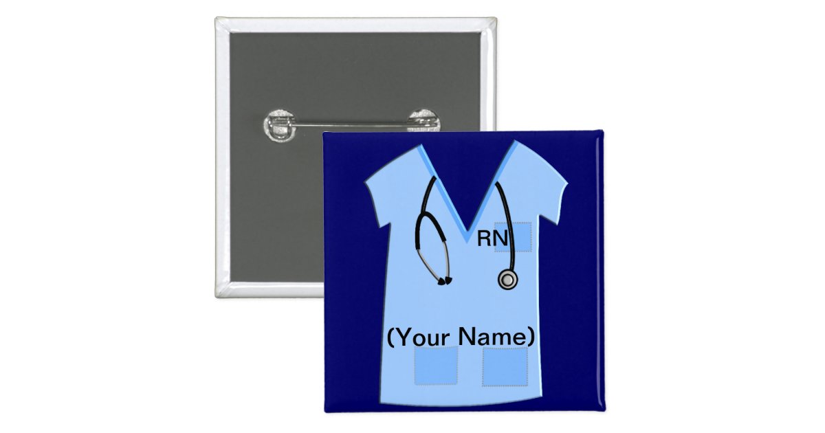 Registered Nurse Name Badge Button Bue | Zazzle