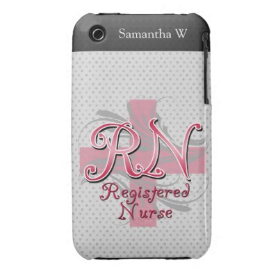 Registered Nurse, Pink Cross Swirls Iphone 3 Case