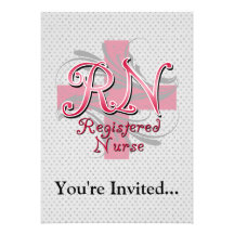 Registered Nurse, Pink Cross Swirls Invitations