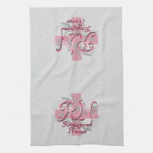 Registered Nurse, Pink Cross Swirls Kitchen Towels