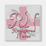 Registered Nurse, Pink Cross Swirls Refrigerator Magnet