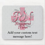 Registered Nurse, Pink Cross Swirls Mousepad