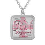 Registered Nurse, Pink Cross Swirls Necklaces