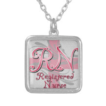 Registered Nurse, Pink Cross Swirls Necklaces
