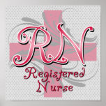 Registered Nurse, Pink Cross Swirls Posters