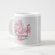 Registered Nurse, Pink Cross Swirls Extra Large Mugs