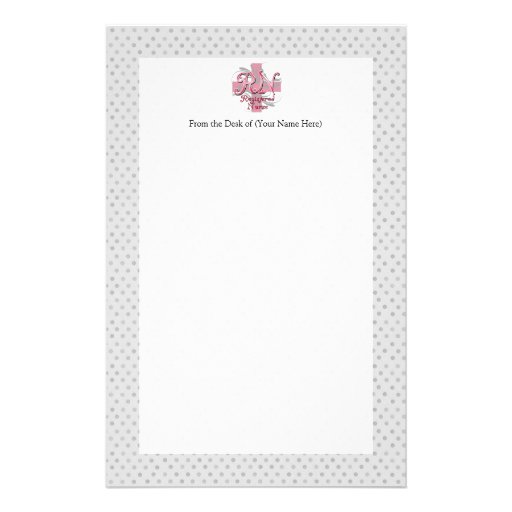 Registered Nurse, Pink Cross Swirls Stationery Zazzle