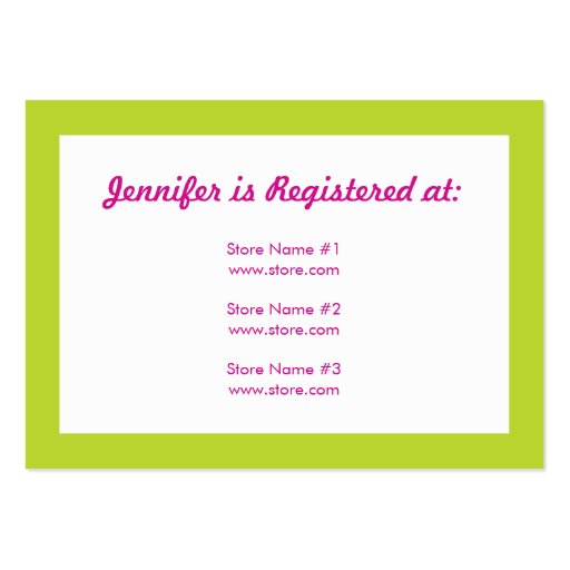 Registry Card - Green and Pink Polka Dots Business Card Templates (front side)