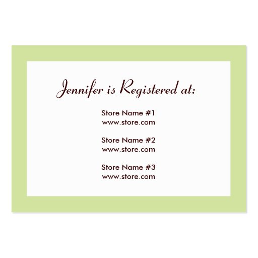 Registry Card - Green and Yellow Polka Dots Business Cards (front side)