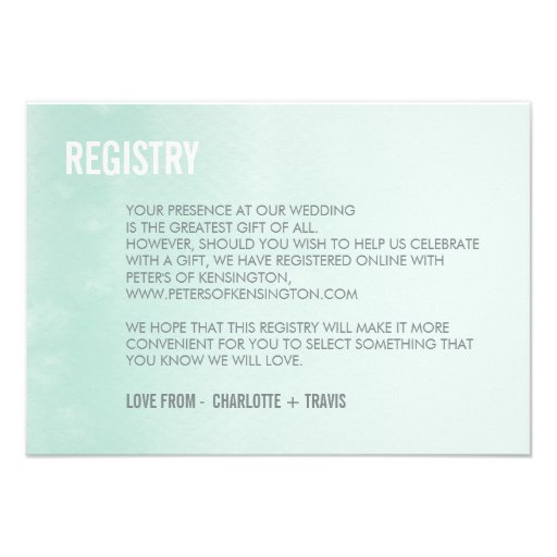 REGISTRY CARD :: ombre watercolor pastel mint