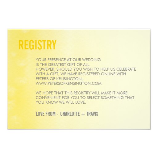 REGISTRY CARD :: ombre watercolor yellow