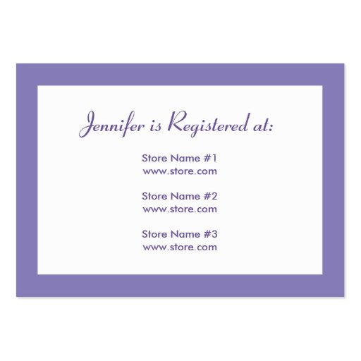 Registry Card - Purple Polka Dots Business Cards (front side)