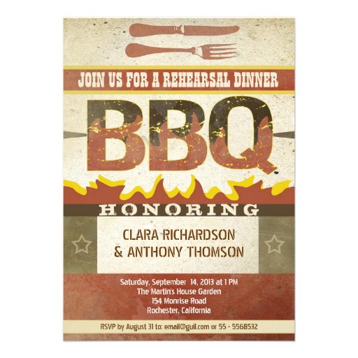 Rehearsal dinner barbeque invitations