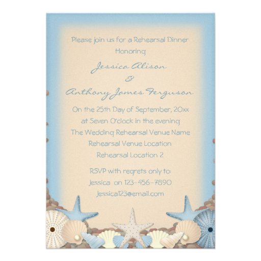 Rehearsal Dinner Beautiful Tropical Beach Shells Personalized Invitation