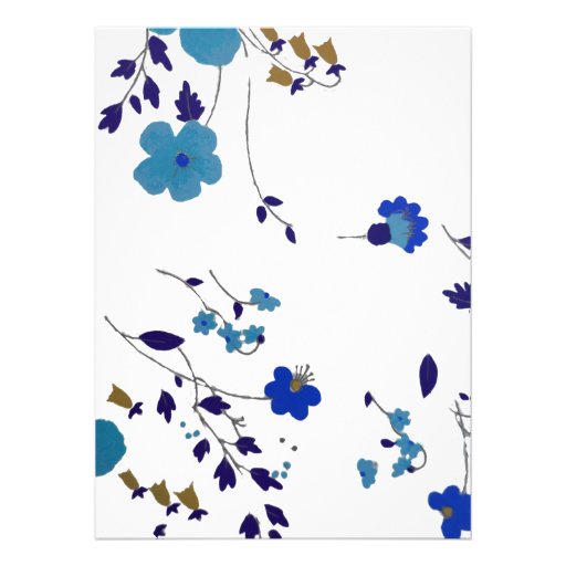Rehearsal Dinner Blue Flower Art Invitations