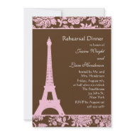 Rehearsal Dinner Chocolate Brown in Paris invitation