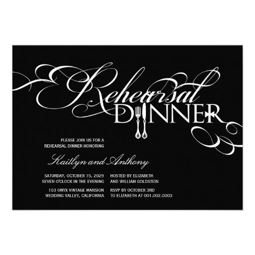 Rehearsal Dinner Classic Scrolls Wedding Invite