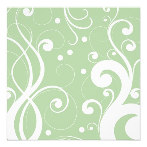 Rehearsal Dinner - Curly Swirls - Green White Custom Invitations