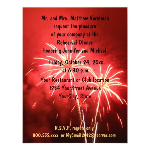 Rehearsal Dinner Fireworks Personalized Invitation (front side)