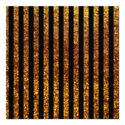 Rehearsal Dinner Glitter Stripes Lines Gold Black Personalized Announcement