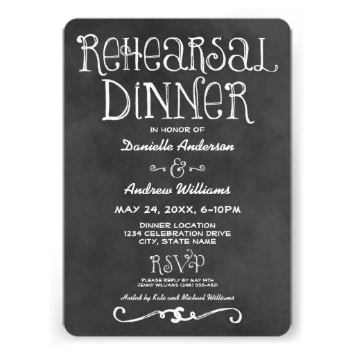 Rehearsal Dinner Invitation | Black Chalkboard