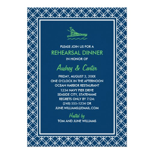 Rehearsal Dinner Invitation | Navy Nautical Theme (front side)
