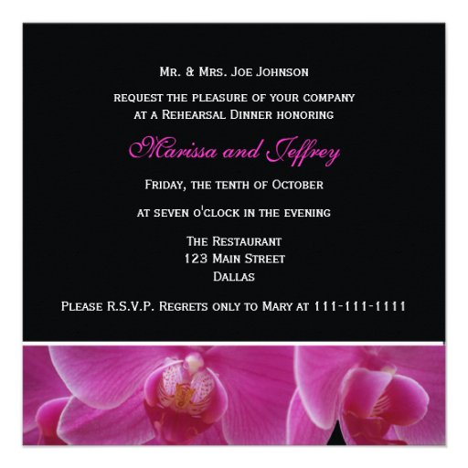 Rehearsal Dinner Invitation -- Orchids