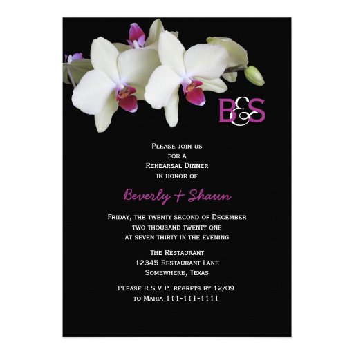 Rehearsal Dinner Invitation, Orchids and Monogram