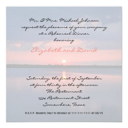Rehearsal Dinner Invitation - Sunset in Heart