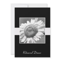Rehearsal Dinner Invite -- Black & White Sunflower