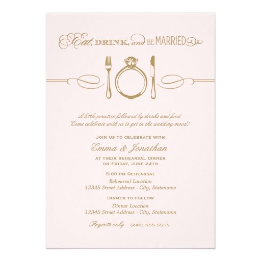 Rehearsal Dinner Invite | Eat Drink and be Married (front side)
