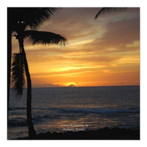 Rehearsal Dinner Sunset Beach Palm Tree Personalized Invites